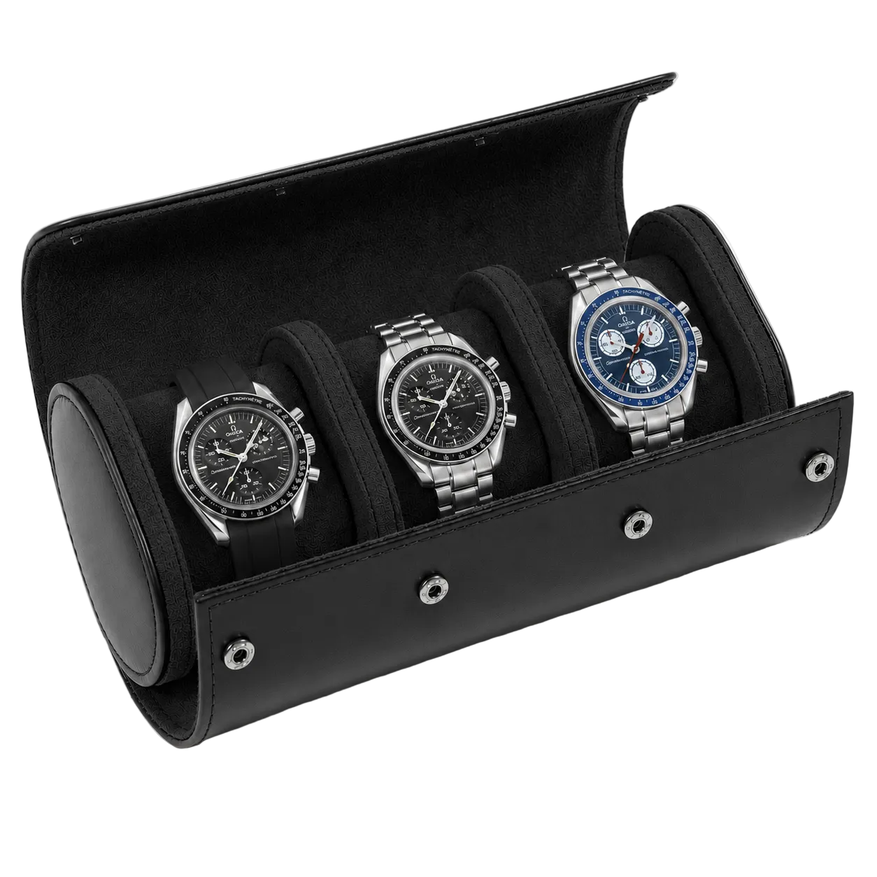 Estuche premium de piel negro para 3
