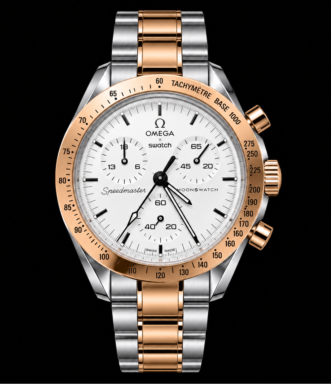MOD Moonswatch White · Rose Silver