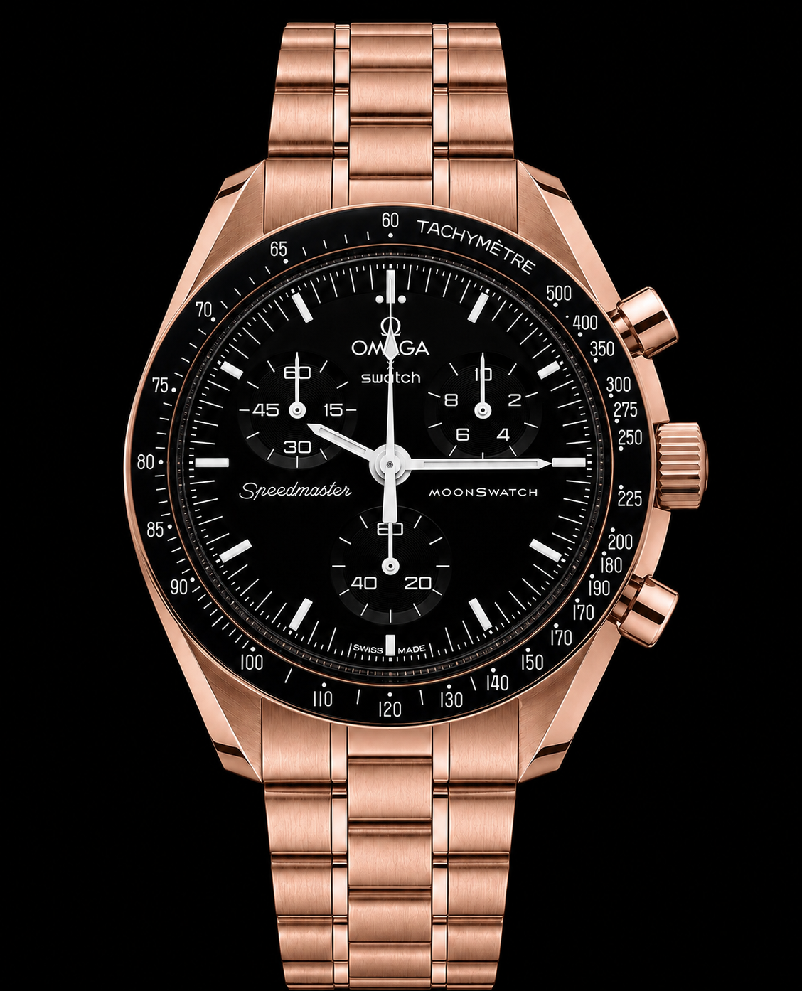 MOD Moonswatch Rose Gold Black