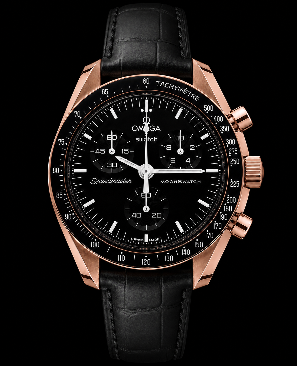 MOD Moonswatch Rose Gold Black