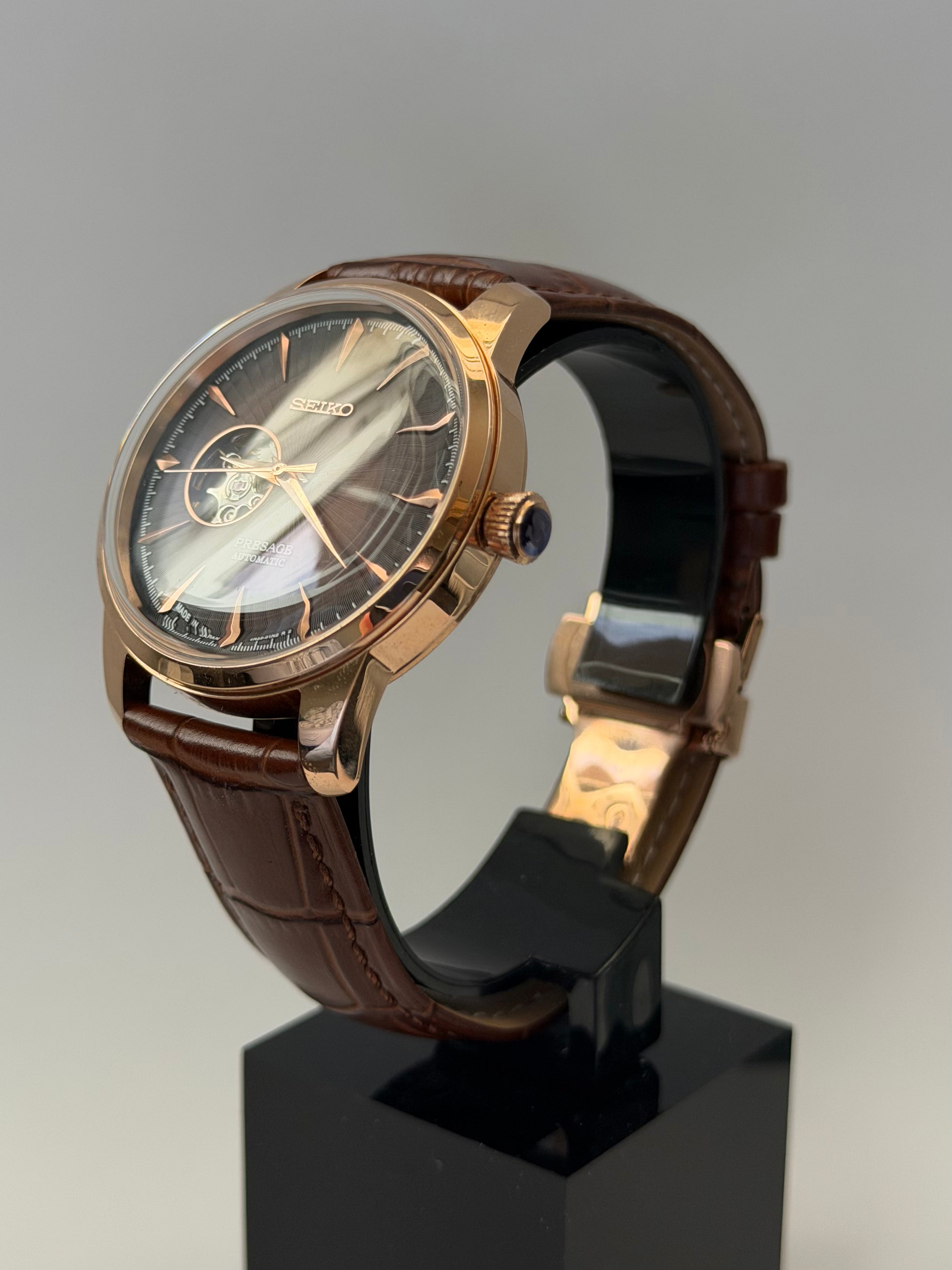 Presage Mod Open Heart Rose Gold Brown