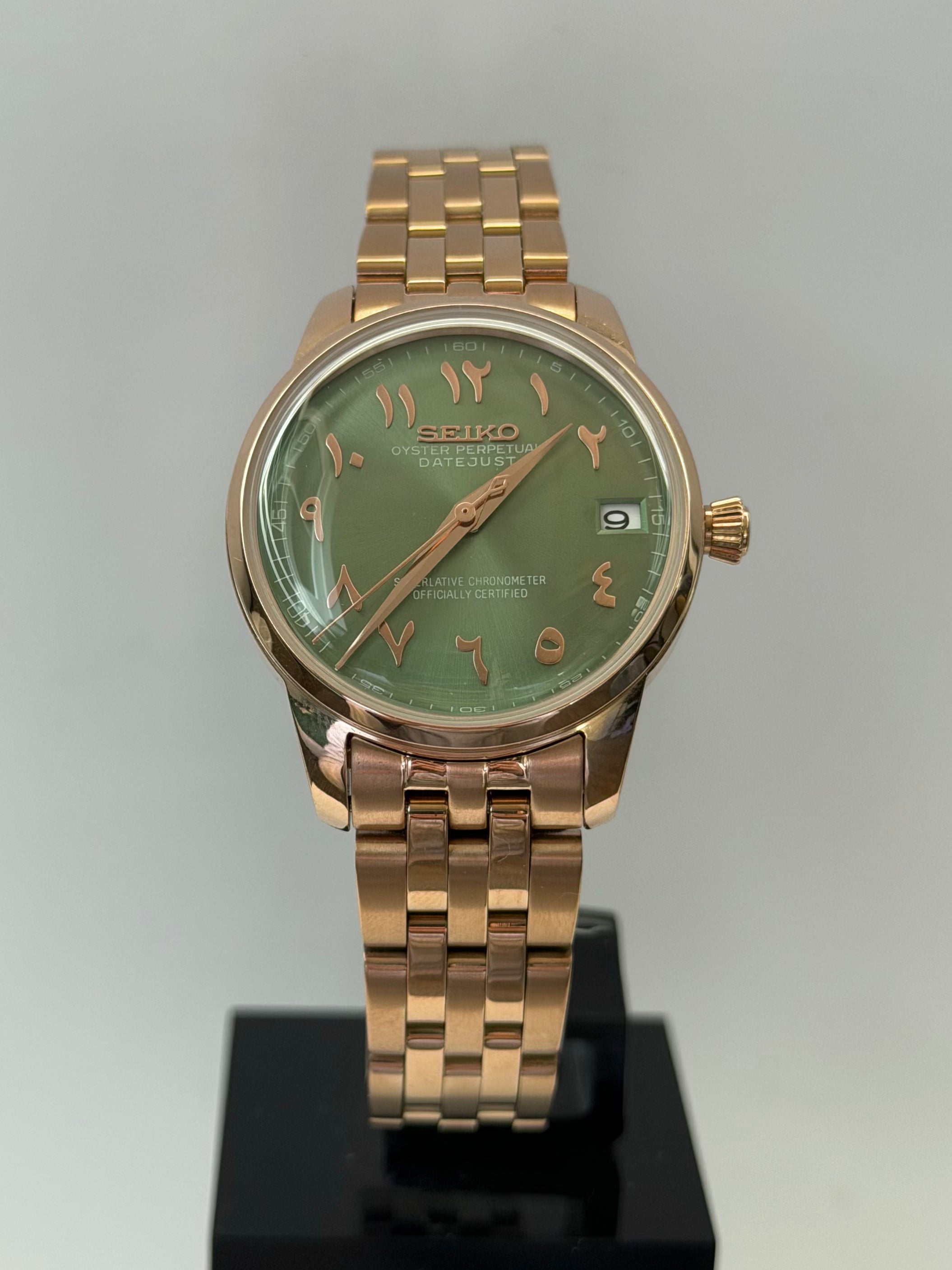 Presage Mod Rose Gold Arabic Green