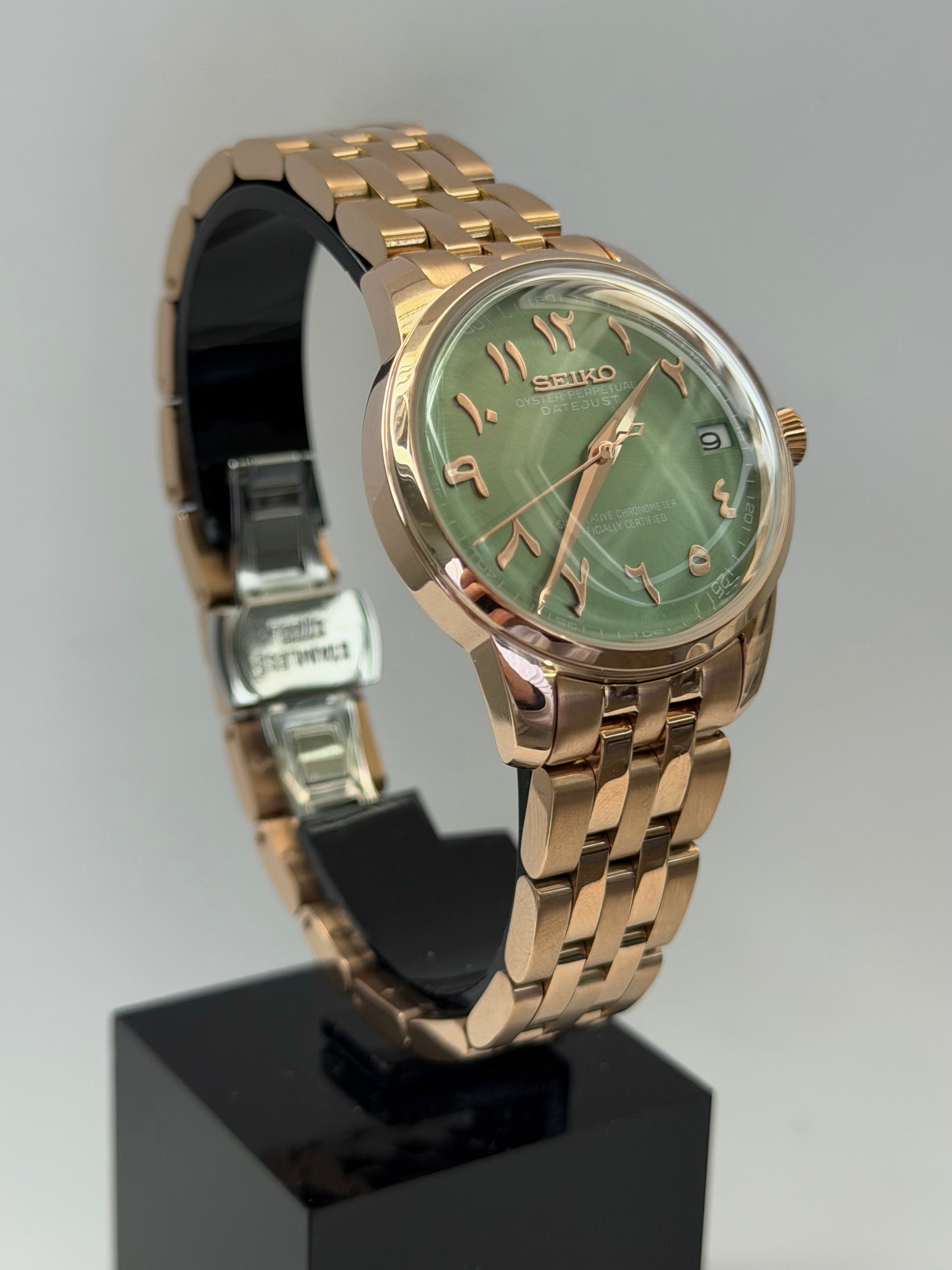 Presage Mod Rose Gold Arabic Green